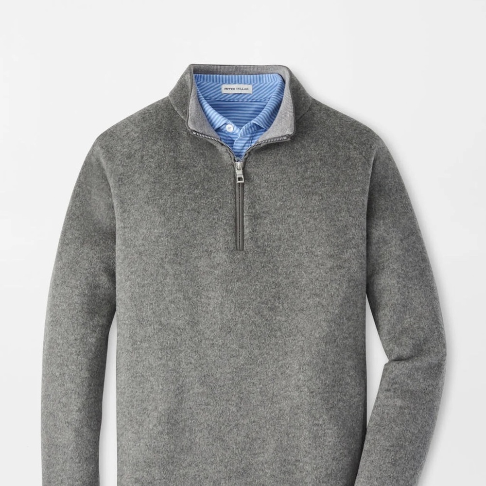 Peter Millar Fleece Gray Warm Quarter Zip, Size Large, Like New